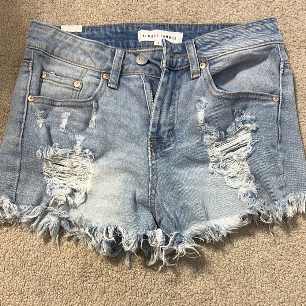 Almost Famous Women's Distressed Denim Shorts - Blue